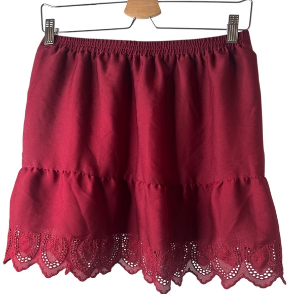 Madewell Burgundy Elastic Waist Skirt - Picture 1 of 3